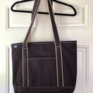 LANDS END Navy Canvas Boat Bag with Zipper-Medium